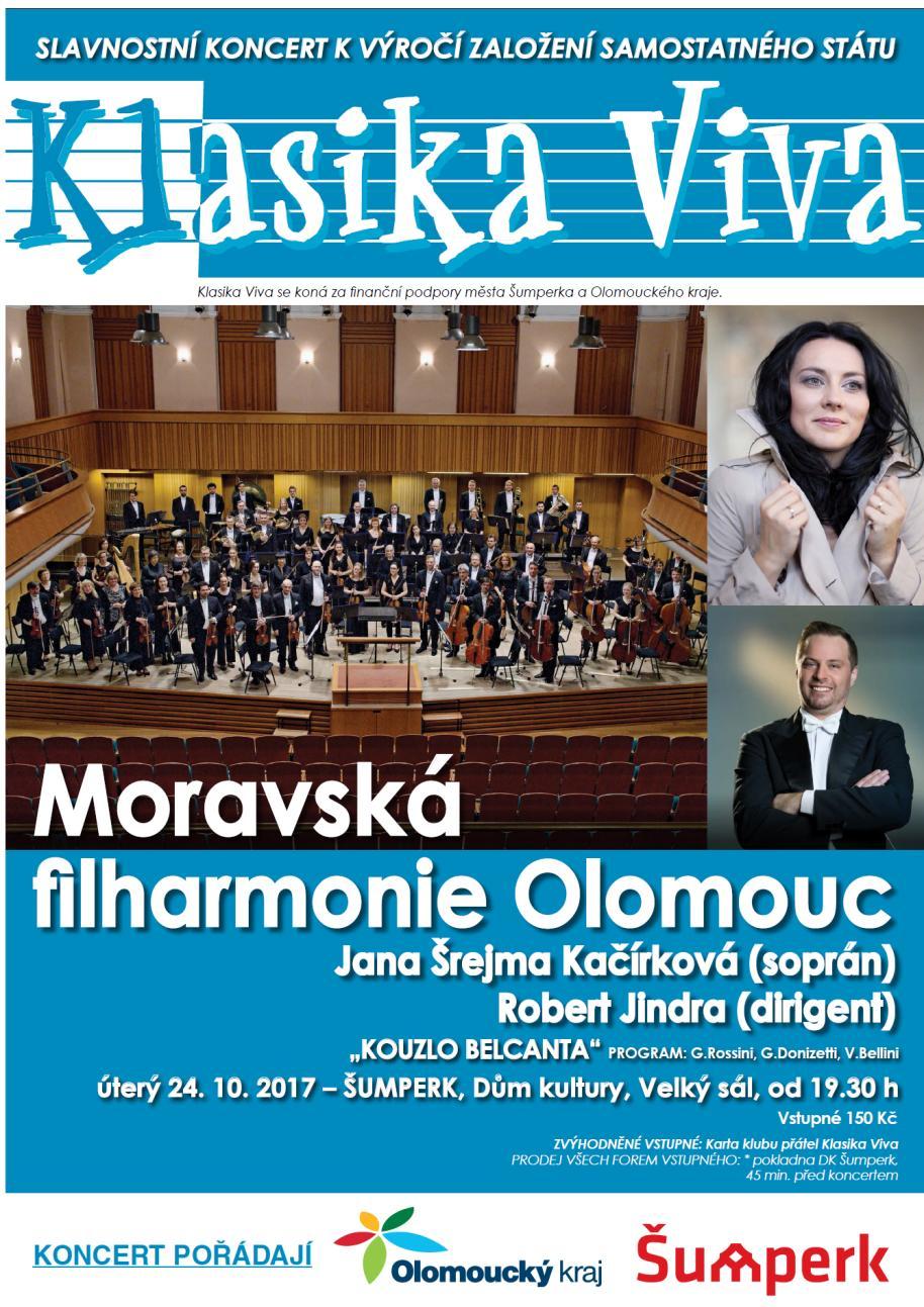 Klasika Viva - Moravská filharmonie Olomouc KONCERT K VÝROČÍ REPUBLIKY 24. 10. 2017 od 19:30 hodin v DK Šumperk.