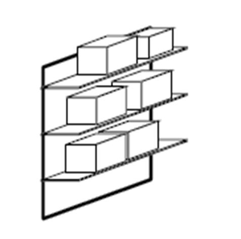 ST6. regály s plnou nebo laťovou policí o šířce větší než 1m, nejvýše však 6m. uličky mezi řadami musí být nejméně 1,2 m široké nebo půdorysná plocha skladových bloků nesmí být větší než 150 m2.