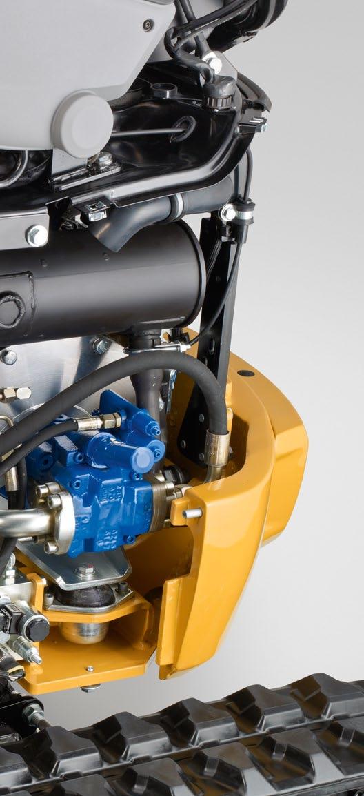 Výkonný motor a hydraulický systém s regulací zatížení Motor s výkonem 17,7 kw (24 hp) je sladěn s hydraulickým systémem s regulací zatížení a s čerpadlem
