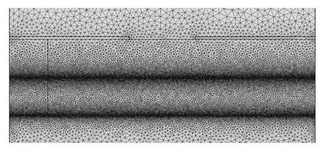 Výška modelu polovodičového substrátu byla z důvodu potlačení nežádoucích vidů, které vznikaly ve struktuře s původními rozměry zmenšena na velikost h = 0,1 mm.