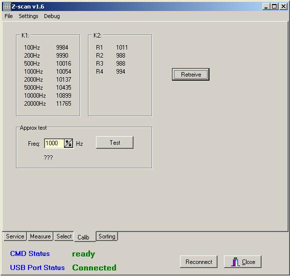 Obr. P.4 Uživatelské okno kalibrace Modul SORTING Export naměřených dat z formátu *.txt (zobrazení v Poznámkovém bloku) do formátu *.xls (sešitu MS Excel).