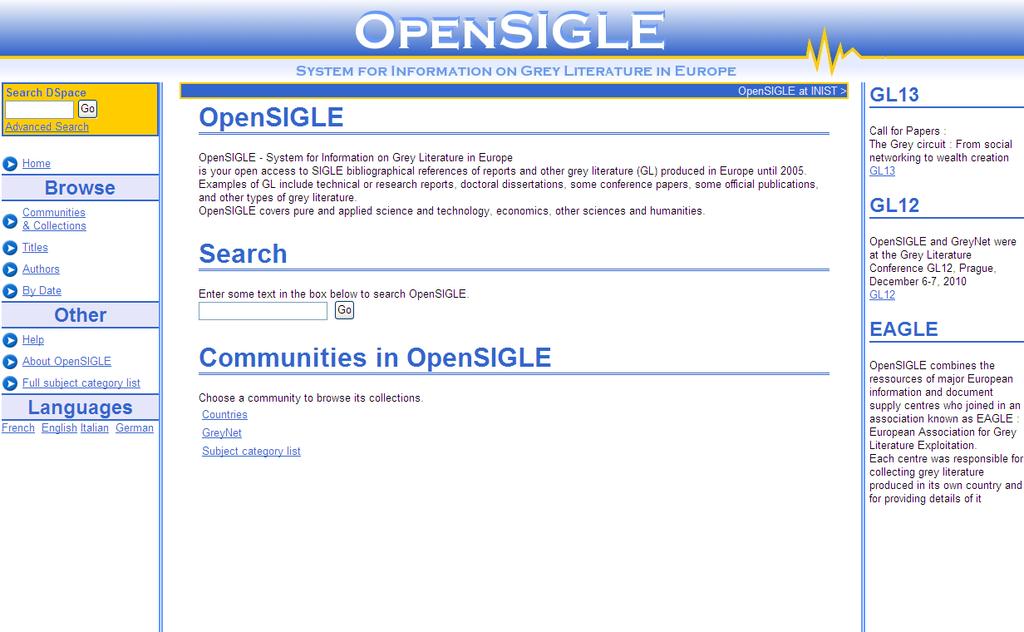 OpenSIGLE SIGLE klasifikace O