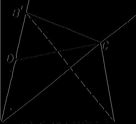 Zobrazme v osové souměrnosti s osou AC bod B do bodu B'; tato souměrnost zobrazí zřejmě polopřímku AB na polopřímku AD.