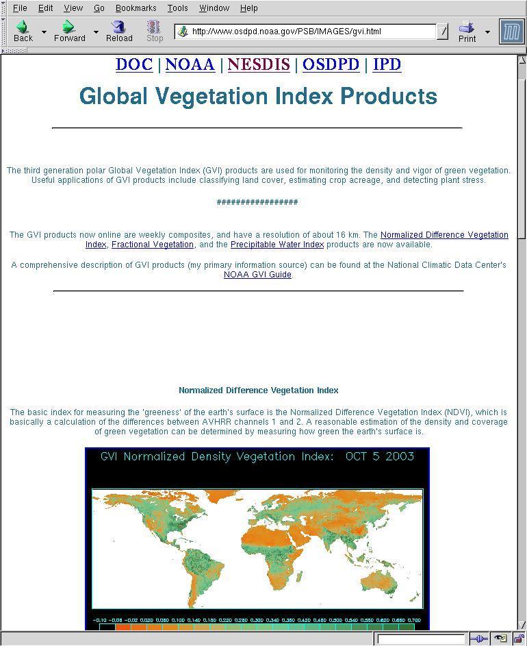 Vegetační indexy na webu