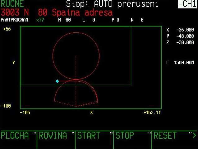 Simulace v rovině X - Z Červené chybové hlášení zrušíme