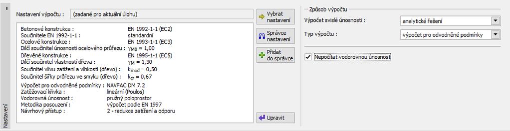 Lineární zatěžovací křivka (řešení podle Poulose) se určuje z výsledků svislé únosnosti piloty. Základním vstupem do výpočtu jsou hodnoty únosnosti pláště a paty piloty R s a R b.