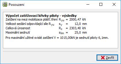 V záložce Piloty u výpočtu pro odvodněné podmínky vybereme nejprve možnost Efektivní napětí a poté pro další výpočet ČSN 73 1002. Ostatní vstupní parametry se nezmění.