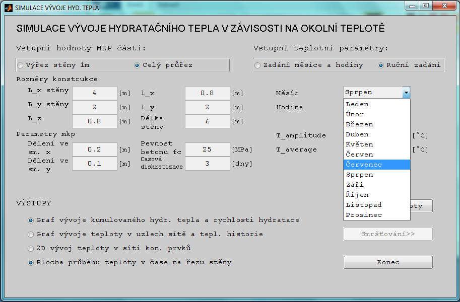 Druhou možností je vyšetřovat jen průřez, který nás aktuálně zajímá, tato možnost je zvolena, pokud je označen radio button Celý průřez.