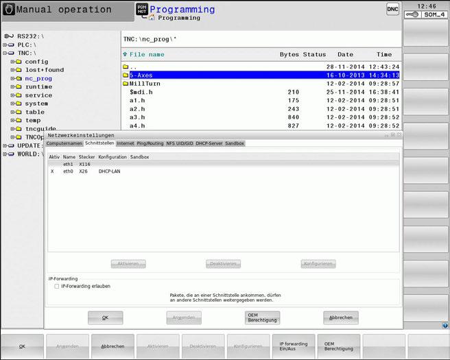 11 Síťové připojení Připojení do sítě TNC 640 / TNC 620 / TNC 320 / TNC 128 Připojení řídicího systému přes DHCP do firemní sítě provádějte takto: Propojte řídicí systém s místní podnikovou sítí