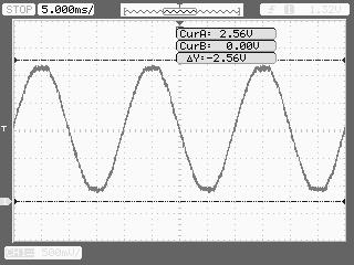 Obr.10: Upravené sieťové napätie privádzané na vstup A/D prevodníku zmerané osciloskopom Z uvedených informácii, popisujúcich spôsob úpravy sieťového napätia na napätie možné privádzať na vstup A/D