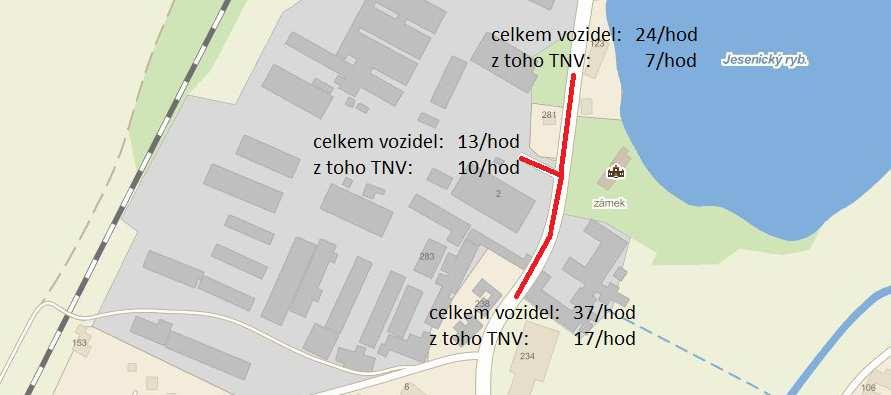 26 Intenzity veřejné dopravy v obci Jeseník nad Odrou den III. Údaje o výstupech 1. Množství a druh emisí do ovzduší Stavební práce Vlastní stavební úpravy nebudou vliv na emise do ovzduší.