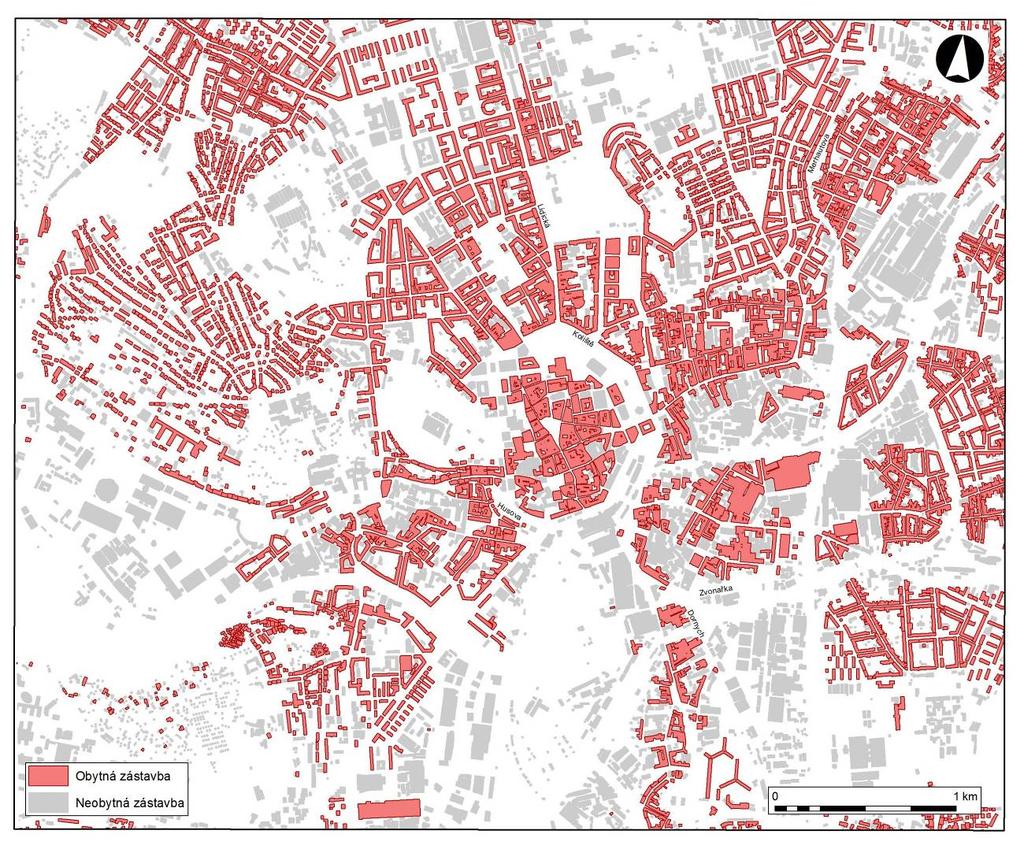 Obr. 2 Rozdělení zástavby v centru Brna 2.3.