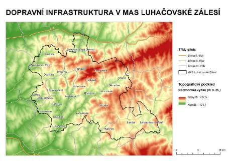 Obrázek 8 Silniční infrastruktura MAS Luhačovské Zálesí 2014 Zdroj: Ředitelství silnic Zlínského kraj, 2014, dostupné http://scitani2010.rsd.cz/pages/map/default.