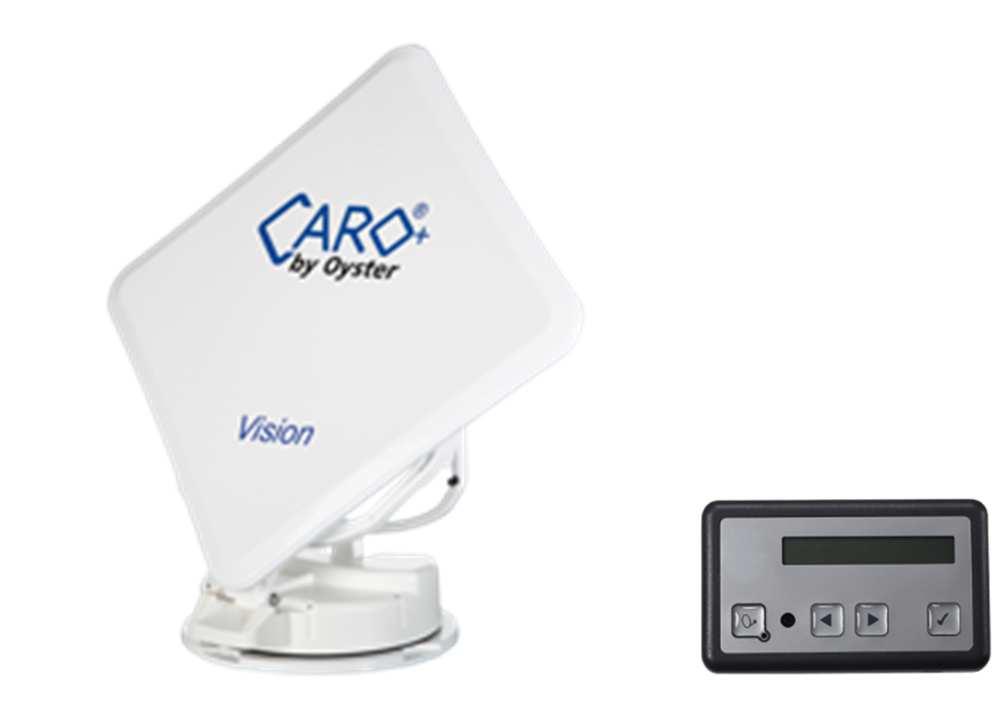 Scope of supply: dish, control unit and operator panel, cable connection set, mounting plate, operating- and mounting instructions Data Sheet CARO+ Vision Top variant CARO + HDTV Flat antenna