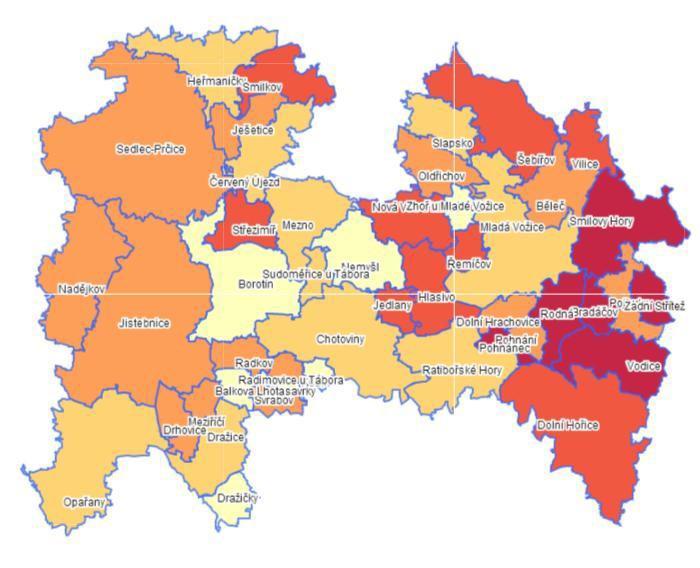 (lz3) o něco rychleji než je tomu v průměru na území celé ČR, přičemž hůře na tom jsou v tomto směru menší obce (do 500 obyvatel).