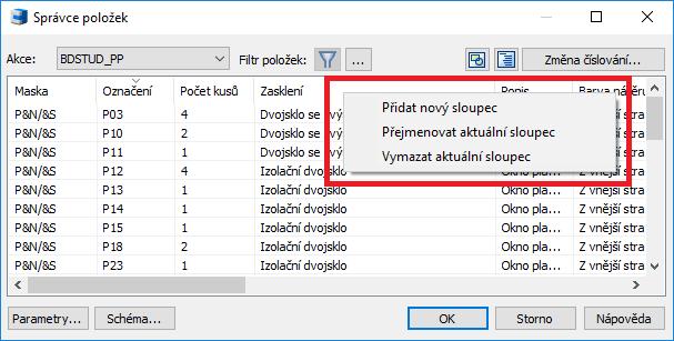 o Hromadné přejmenování názvů položek. o Možnost hromadného odstranění položek. o Hromadné vytvoření nových položek.