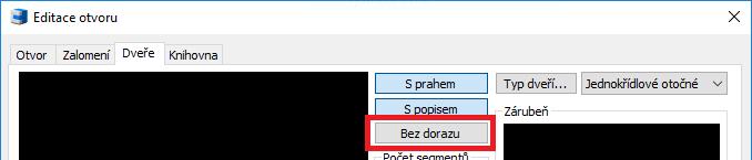 Volitelný doraz dveří Přidána možnost vypnutí kreslení dorazu dveří, což je automaticky kreslená čára pod dveřním křídlem dle klíče hladin CKDVERE_DORAZ sloužící k lepší detekci hranice místnosti při