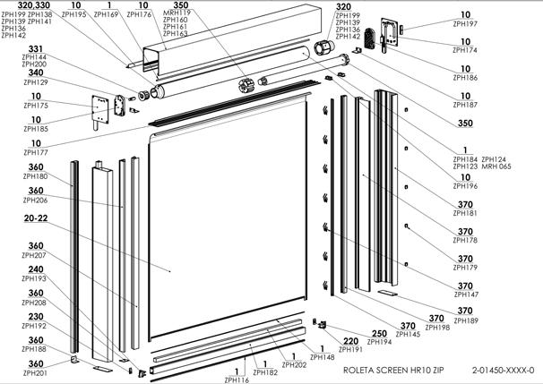 SCREEN HR-ZIP Základní specifikace produktu 2-01450-0000-0 Ovládání Screenová roleta HR-ZIP lze ovládat pouze elektrickým pohonem. Motor může být umístěn vlevo nebo vpravo.