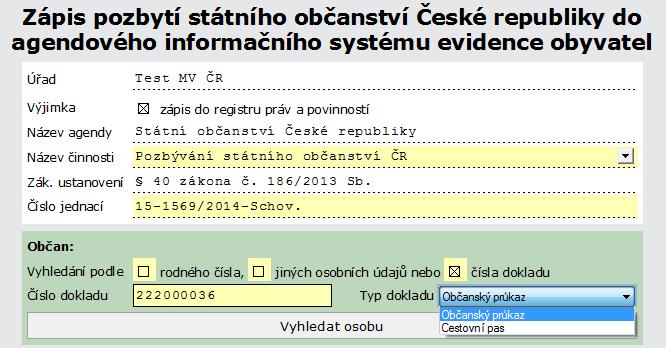 Následně formulář vyhledá a zobrazí údaje o