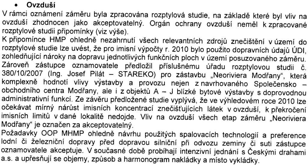 8. Ovzduší V rámci oznámení zámìru byla zpracována rozptylová studie, na základì které byl vliv na ovzduší zhodnocen jako akceptovatelný.