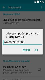 Nastavení střediska zpráv SMS a MMS. Stisknete Možnosti. 3. Zvolíte Nastavení. 4.