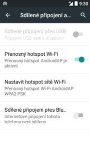 Dále vyberete Sdílené připojení a přenosný hotspot. 4.