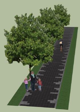 Purkyně je navržena po jižní straně komunikace stezka pro chodce a cyklisty, která prodlouží stávající