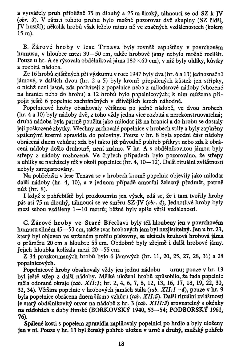 a vytvářely pruh přibližně 75 m dlouhý a 25 m široký, táhnoucí se od SZ k JV (obr. 3).