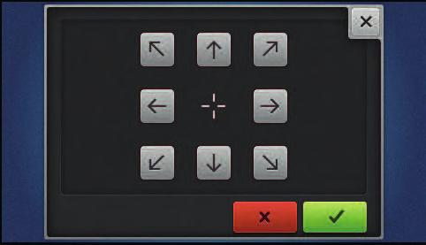 Program pro nastavení > Dotkněte se ikony «Nastavení pro vyšívání». > Dotkněte se ikony «Centrování výšivkového motivu». > Stiskněte přepínač v pravé části.
