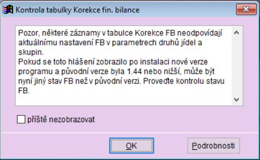 Kontrola a upozornění na možné nesrovnalosti při tisku sestav V případě neodborně vyplněných záznamů v tabulce Korekce finanční bilance může docházet ke zkreslení uzávěrkových výstupů.