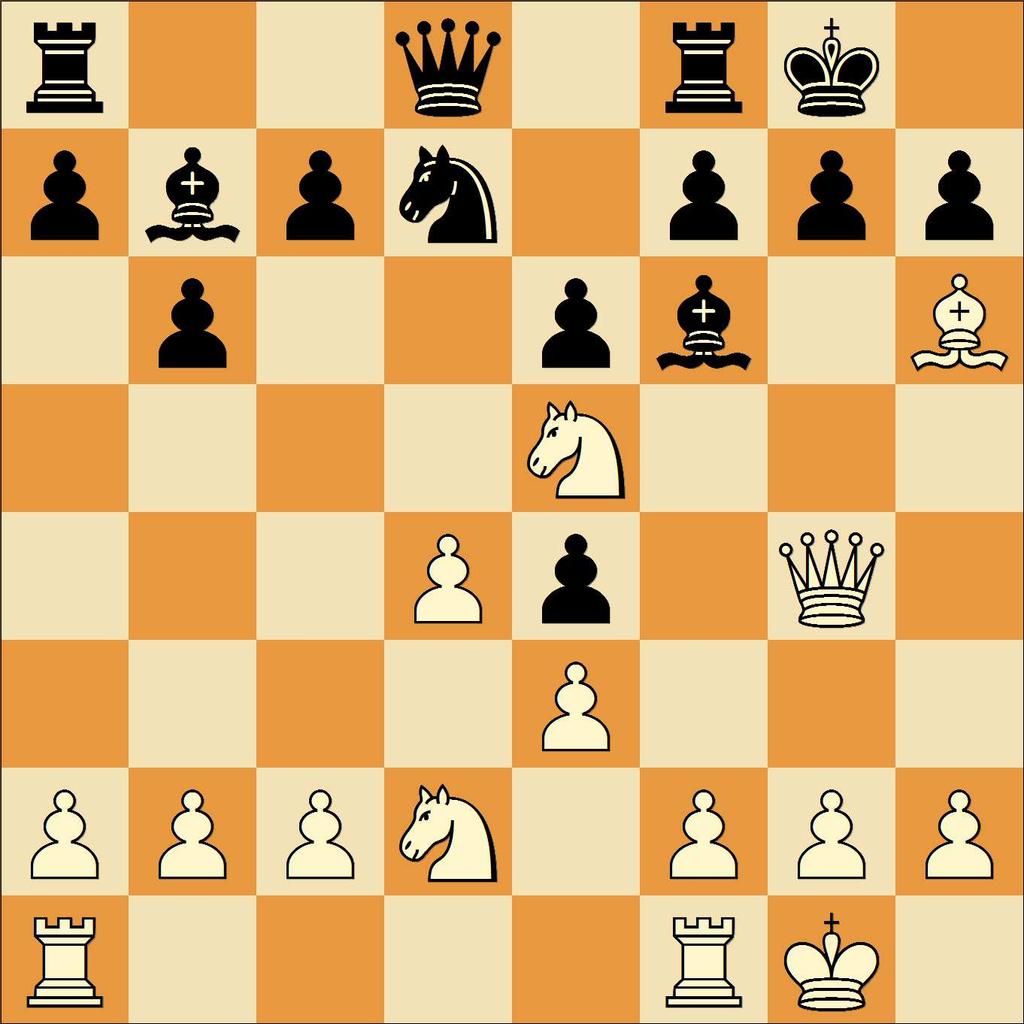 A46 Martirosyan,Ara 1976 Sulc,Jakub 1658 MCech mladeze 2018 - HD16 (3) 29.10.2018 1.d4 f6 2.f3 e6 3.f4 b6 4.e3 b7 5.d3 d5 6.0-0 e7 7.bd2 0-0 8.e5 e4 9.xe4 dxe4 10.g4 d7 11.h6 f6 Diagram 12.fd1!