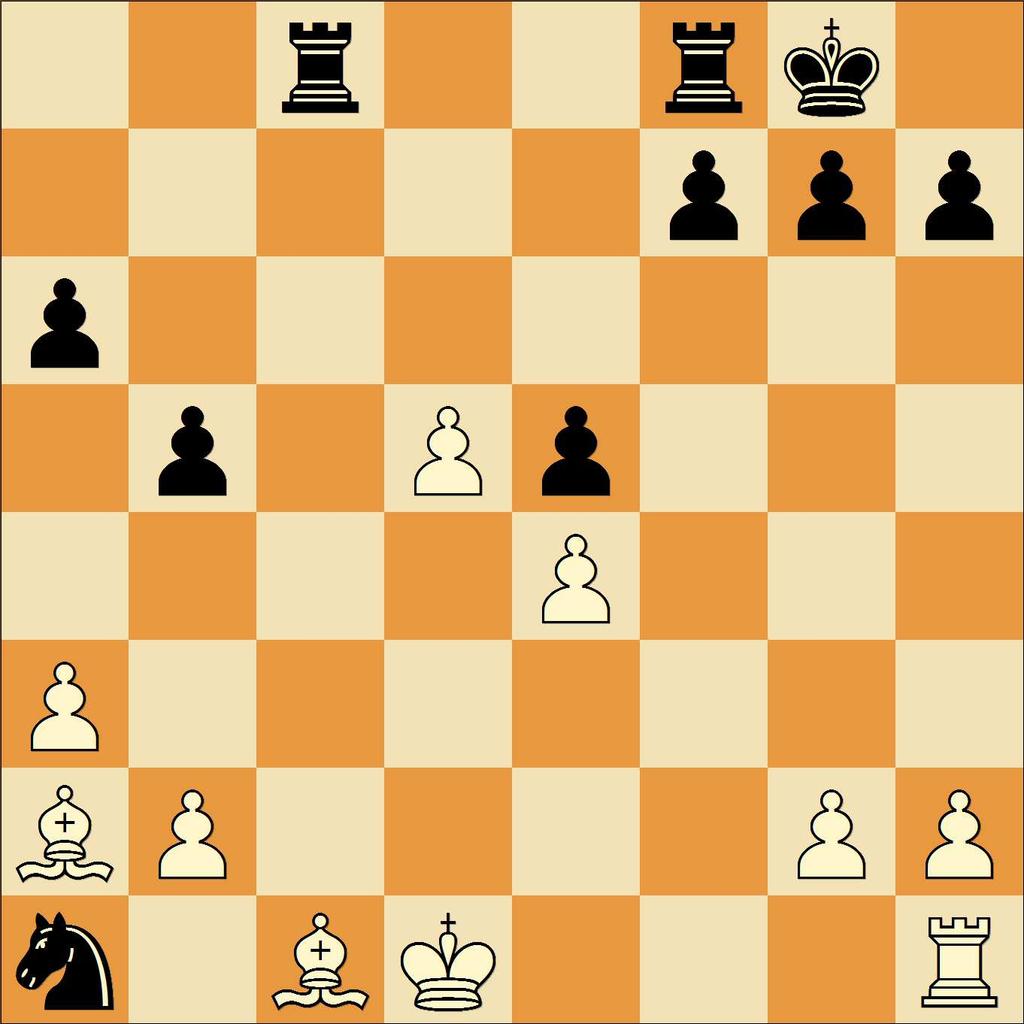 ..f5 Porovnáním vývinu figur zjistíme, jak černý se svými třemi aktivními figurami je nebezpečný a jeho iniciativa se bude dále zvětšovat. 12.c4 d4! 13.d1 b3 [ 13.