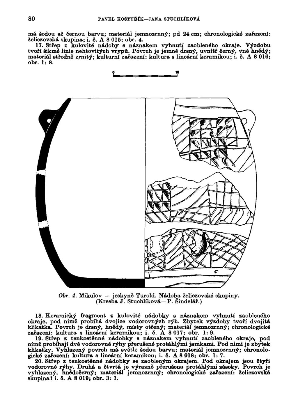 80 PAVEL KOŠTUftfK JANA STUCHLÍKOVÁ má šedou až černou barvu; materiál jemnozrnný; pd 24 cm; chronologické zařazení: želiezovská skupina; i. 6. A 8 015; obr. 4. 17.