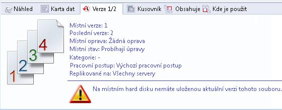 SOLIDWORKS Enterprise PDM Nevyberete soubor Vyberete složku Vyberete více souborů Pokud vyberete soubor, který nemá nejnovější místní verzi, zobrazí se navíc upozornění.