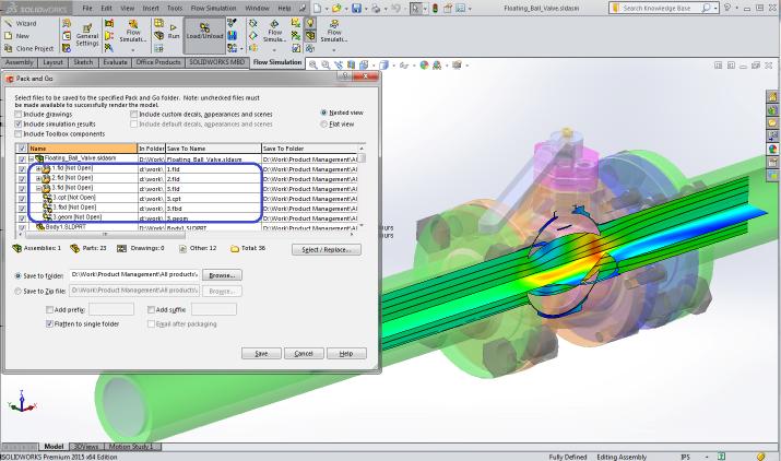 SOLIDWORKS Flow Simulation Podpora funkce Pack and Go Při použití funkce Pack and Go se výsledky SOLIDWORKS Flow Simulation uloží do vytvořené složky nebo souboru zip.