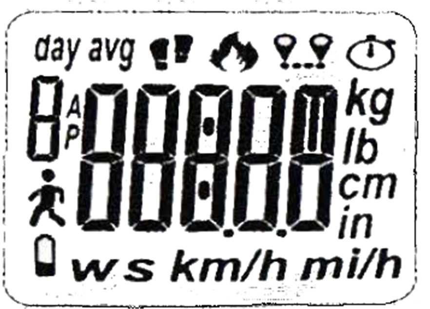 00 m/h o Hmotnost: 50 kg o Krokoměr: aktivovaný o Výška: 165 cm Rozsah nastavení dat Rok: 2015 2099 Velikost kroku: 30 213 cm Vzdálenost: 0 999.