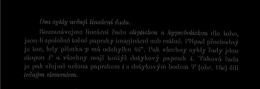Taková řada je pak zřejmě určena paprskem t s dotykovým bodem T (obr. 16c) čili tečným elementem. Obr.