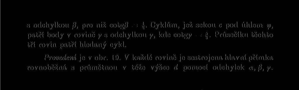 Průsečíku těchto tří rovin patří hledaný cykl. Provedení je v obr. 19.