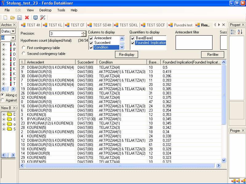 Projektový soubor Ferdy i metabáze LISp-Mineru s těmito zadáními je, stejně jako analyzovaná databáze STULONG, součástí přiloženého CD nosiče.