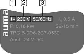 Elektrické připojení Druh proudu, síťového napětí a síťové frekvence Druh proudu, síťového napětí a síťové frekvence musí souhlasit s údaji na typovém štítku motoru. Obr.