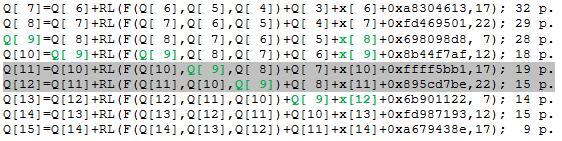 Tunel Q9 Podíváme-li se na obr. 12 Q[9] na i-tém bitu by se nemusela v -tý bit Q[10] bude nula a i-tý bit Q[11] vyplývá z funkce F (viz rovnice [10.