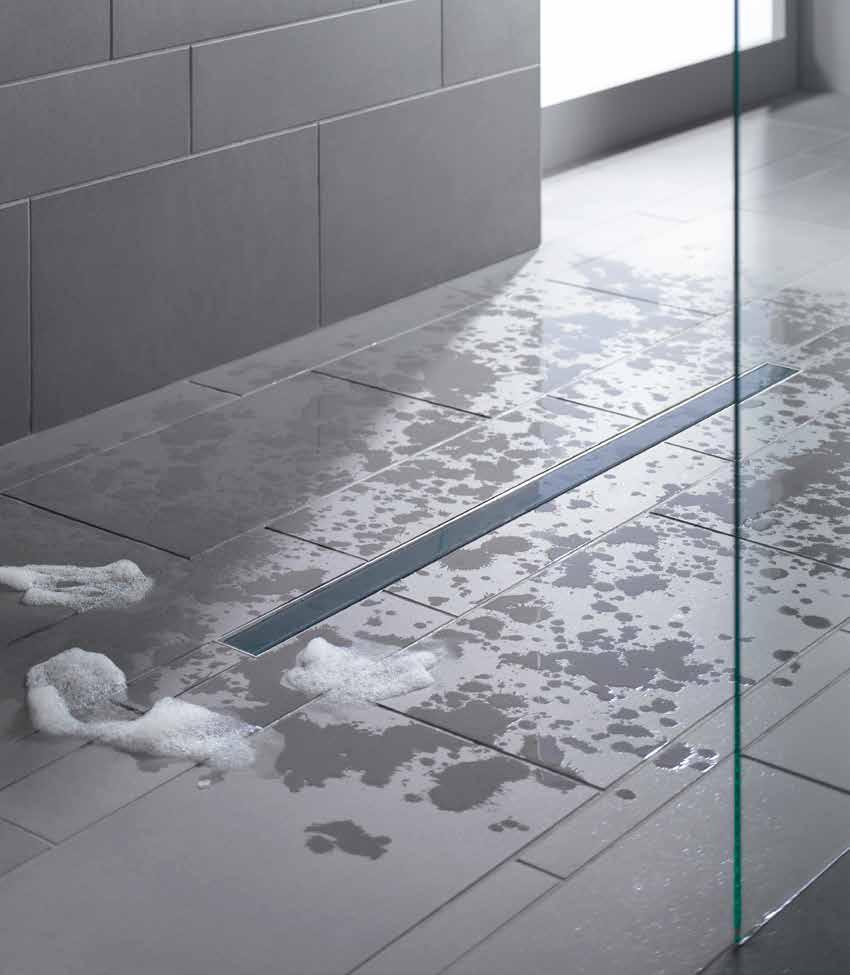 DESIGNOVÉ ŽLAY VIGOUR INDIVIDUAL 64 designově čisté řešení odtoku ve sprchovém koutě.