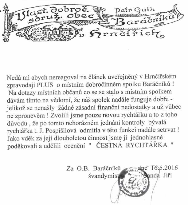 SPOLKY, KULTURA, CÕRKVE Bar Ënick rychta Moc dïkujeme M kter n m, senior m äeberova a HrnËÌ umoûnil podìvat se do kr snèho mïsteëka Ho ovic a jeho okolì.