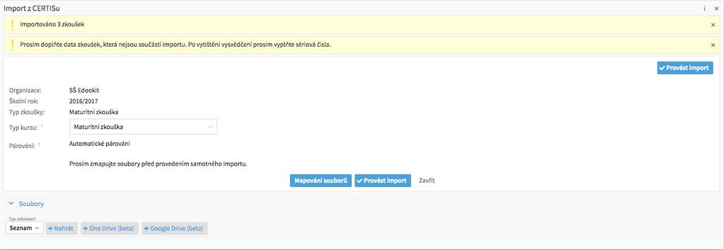 9) Ve chvíli, kdy jsme vyřešili a zkontrolovali všechna importovaná data můžeme provést import do systému přes tlačítko Provést import pokud dialogové okno uzavřeme bez kliknutí na tlačítko provést