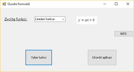 2. Úvodní formulář aplikace Obrázek 2 - úvodní formulář Po spuštění aplikace se objeví úvodní okno programu, které slouží pro