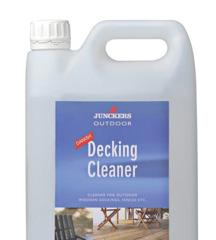 DECKING CLEANER Junckers Decking Cleaner slouží k čištění skvrn, plísní, nečistot a mastnoty na venkovních dřevěných terasách a dalších venkovních dřevěných površích před olejováním.