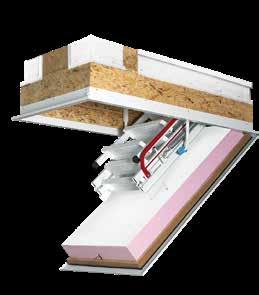 Isothermenbild der Einbausituation Betondecke mit Einbaurahmen Dachbodentreppe aus Holzwerkstoff.
