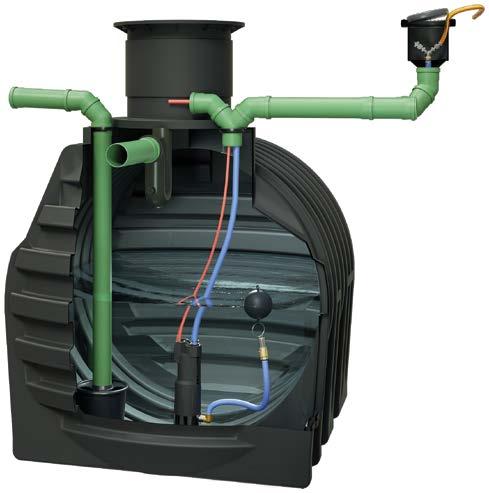 Podmínky instalace Připojení nádrže Cistern Pouze pro využití v zahradě Přítok Bezpečnostní přepad do