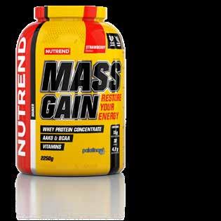 10 VITAMÍNŮ 10 VITAMÍNŮ GAINERY MASS GAIN MASS GAIN 14 Sacharidovo-proteinový koncentrát se skvělým obsahem bílkovin přesahujícím 20 % z energetického obsahu pro nastartování regenerace a současně