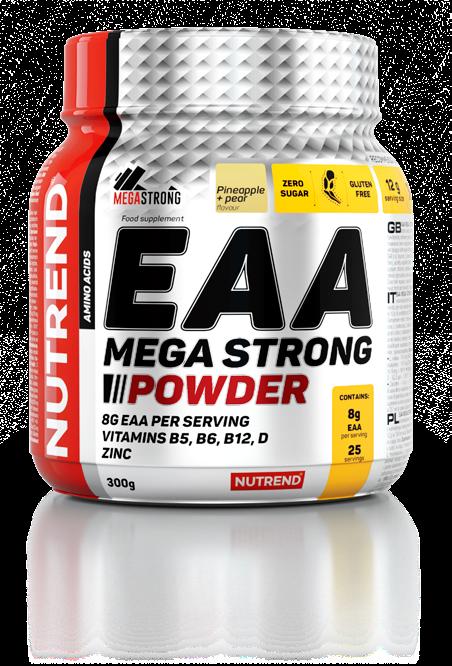 AMINOKYSELINY BEZ UMĚLÝCH BARVIV BEZ CUKRU EAA MEGA STRONG POWDER Směs devíti esenciálních aminokyselin (Essential Amino Acids = EAA) v instantní formě, určená pro přípravu ochuceného nápoje,